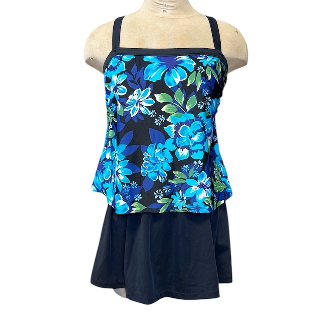 Azul Maxine of Hollywood Swim Dress One Piece Swimsuit Swimdress Floral 12 14